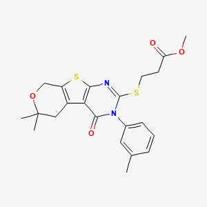 molecular formula C22H24N2O4S2 B4080233 methyl 3-{[6,6-dimethyl-3-(3-methylphenyl)-4-oxo-3,5,6,8-tetrahydro-4H-pyrano[4',3':4,5]thieno[2,3-d]pyrimidin-2-yl]thio}propanoate 