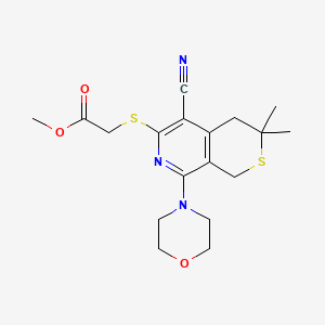 methyl {[5-cyano-3,3-dimethyl-8-(4-morpholinyl)-3,4-dihydro-1H-thiopyrano[3,4-c]pyridin-6-yl]thio}acetate