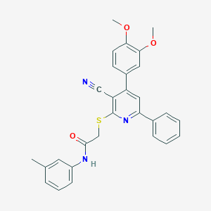 2-{[3-cyano-4-(3,4-dimethoxyphenyl)-6-phenyl-2-pyridinyl]sulfanyl}-N-(3-methylphenyl)acetamide