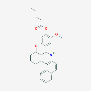 molecular formula C29H29NO4 B4080285 2-methoxy-4-(4-oxo-1,2,3,4,5,6-hexahydrobenzo[a]phenanthridin-5-yl)phenyl pentanoate 