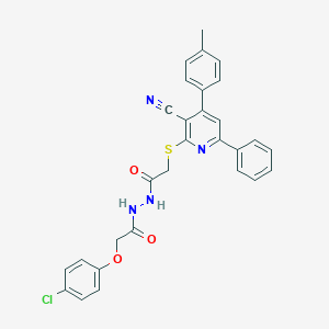 molecular formula C29H23ClN4O3S B408029 N'-[(4-chlorophenoxy)acetyl]-2-{[3-cyano-4-(4-methylphenyl)-6-phenyl-2-pyridinyl]sulfanyl}acetohydrazide 