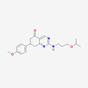 molecular formula C21H27N3O3 B4080294 2-[(3-isopropoxypropyl)amino]-7-(4-methoxyphenyl)-7,8-dihydro-5(6H)-quinazolinone 