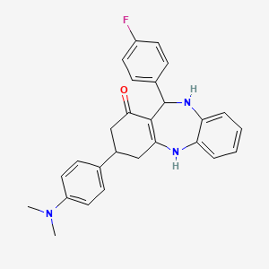 molecular formula C27H26FN3O B4080307 3-[4-(dimethylamino)phenyl]-11-(4-fluorophenyl)-2,3,4,5,10,11-hexahydro-1H-dibenzo[b,e][1,4]diazepin-1-one 