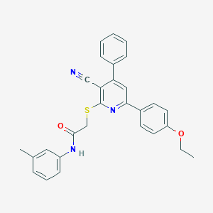 molecular formula C29H25N3O2S B408032 2-((3-Cyano-6-(4-ethoxyphenyl)-4-phenylpyridin-2-yl)thio)-N-(m-tolyl)acetamide CAS No. 334497-75-5