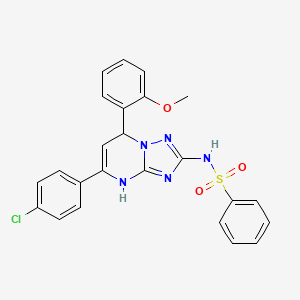 molecular formula C24H20ClN5O3S B4080322 N-[5-(4-chlorophenyl)-7-(2-methoxyphenyl)-4,7-dihydro[1,2,4]triazolo[1,5-a]pyrimidin-2-yl]benzenesulfonamide 