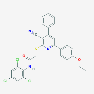 2-{[3-cyano-6-(4-ethoxyphenyl)-4-phenyl-2-pyridinyl]sulfanyl}-N-(2,4,6-trichlorophenyl)acetamide