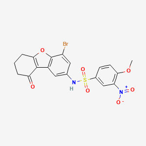 molecular formula C19H15BrN2O7S B4080349 N-(4-bromo-9-oxo-6,7,8,9-tetrahydrodibenzo[b,d]furan-2-yl)-4-methoxy-3-nitrobenzenesulfonamide 