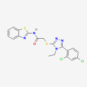molecular formula C19H15Cl2N5OS2 B4080393 N-1,3-benzothiazol-2-yl-2-{[5-(2,4-dichlorophenyl)-4-ethyl-4H-1,2,4-triazol-3-yl]thio}acetamide 