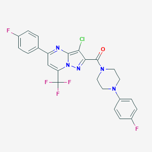 molecular formula C24H17ClF5N5O B408042 [3-Chloro-5-(4-fluorophenyl)-7-(trifluoromethyl)pyrazolo[1,5-a]pyrimidin-2-yl]-[4-(4-fluorophenyl)piperazin-1-yl]methanone 