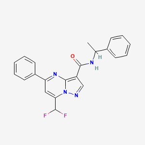 molecular formula C22H18F2N4O B4080459 7-(difluoromethyl)-5-phenyl-N-(1-phenylethyl)pyrazolo[1,5-a]pyrimidine-3-carboxamide 