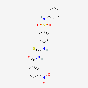molecular formula C20H22N4O5S2 B4080464 N-[({4-[(cyclohexylamino)sulfonyl]phenyl}amino)carbonothioyl]-3-nitrobenzamide 