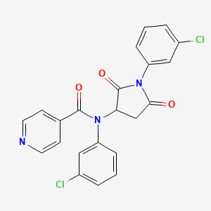 molecular formula C22H15Cl2N3O3 B4080469 N-(3-chlorophenyl)-N-[1-(3-chlorophenyl)-2,5-dioxo-3-pyrrolidinyl]isonicotinamide 