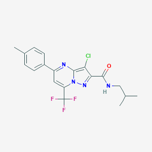 molecular formula C19H18ClF3N4O B408047 3-chloro-N-isobutyl-5-(4-methylphenyl)-7-(trifluoromethyl)pyrazolo[1,5-a]pyrimidine-2-carboxamide 