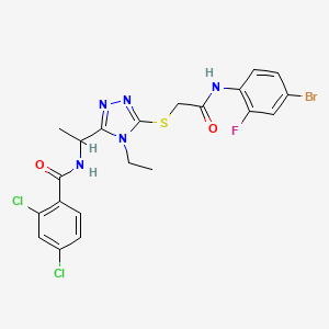 molecular formula C21H19BrCl2FN5O2S B4080476 N-{1-[5-({2-[(4-bromo-2-fluorophenyl)amino]-2-oxoethyl}thio)-4-ethyl-4H-1,2,4-triazol-3-yl]ethyl}-2,4-dichlorobenzamide 