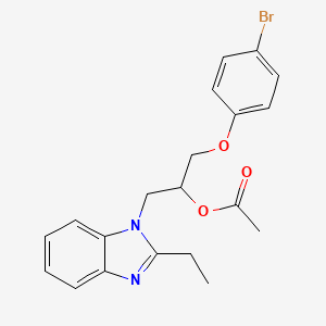 molecular formula C20H21BrN2O3 B4080479 2-(4-bromophenoxy)-1-[(2-ethyl-1H-benzimidazol-1-yl)methyl]ethyl acetate 