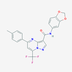 molecular formula C22H15F3N4O3 B408050 N-(1,3-benzodioxol-5-yl)-5-(4-methylphenyl)-7-(trifluoromethyl)pyrazolo[1,5-a]pyrimidine-3-carboxamide 