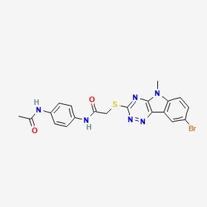 molecular formula C20H17BrN6O2S B4080505 N-[4-(acetylamino)phenyl]-2-[(8-bromo-5-methyl-5H-[1,2,4]triazino[5,6-b]indol-3-yl)thio]acetamide 