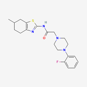 molecular formula C20H25FN4OS B4080520 2-[4-(2-fluorophenyl)-1-piperazinyl]-N-(6-methyl-4,5,6,7-tetrahydro-1,3-benzothiazol-2-yl)acetamide 
