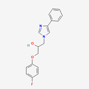 molecular formula C18H17FN2O2 B4080569 1-(4-fluorophenoxy)-3-(4-phenyl-1H-imidazol-1-yl)-2-propanol 