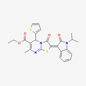 molecular formula C25H23N3O4S2 B4080621 ethyl 2-(1-isopropyl-2-oxo-1,2-dihydro-3H-indol-3-ylidene)-7-methyl-3-oxo-5-(2-thienyl)-2,3-dihydro-5H-[1,3]thiazolo[3,2-a]pyrimidine-6-carboxylate 
