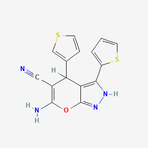6-amino-3-(2-thienyl)-4-(3-thienyl)-1,4-dihydropyrano[2,3-c]pyrazole-5-carbonitrile