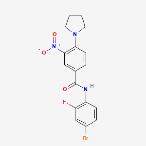 molecular formula C17H15BrFN3O3 B4080646 N-(4-bromo-2-fluorophenyl)-3-nitro-4-(1-pyrrolidinyl)benzamide 