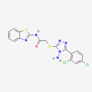 molecular formula C17H12Cl2N6OS2 B4080684 2-{[4-amino-5-(2,4-dichlorophenyl)-4H-1,2,4-triazol-3-yl]thio}-N-1,3-benzothiazol-2-ylacetamide 