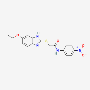 molecular formula C17H16N4O4S B4080698 2-[(5-ethoxy-1H-benzimidazol-2-yl)thio]-N-(4-nitrophenyl)acetamide 