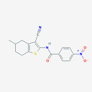 molecular formula C17H15N3O3S B408072 N-(3-cyano-5-methyl-4,5,6,7-tetrahydro-1-benzothien-2-yl)-4-nitrobenzamide 
