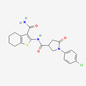 molecular formula C20H20ClN3O3S B4080720 N-[3-(aminocarbonyl)-4,5,6,7-tetrahydro-1-benzothien-2-yl]-1-(4-chlorophenyl)-5-oxo-3-pyrrolidinecarboxamide 