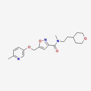 molecular formula C19H25N3O4 B4080733 N-methyl-5-{[(6-methyl-3-pyridinyl)oxy]methyl}-N-[2-(tetrahydro-2H-pyran-4-yl)ethyl]-3-isoxazolecarboxamide 