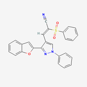 3-[3-(1-benzofuran-2-yl)-1-phenyl-1H-pyrazol-4-yl]-2-(phenylsulfonyl)acrylonitrile
