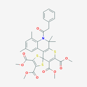 Tetramethyl 5',5',7',9'-tetramethyl-6'-(phenylacetyl)-5',6'-dihydrospiro[1,3-dithiole-2,1'-thiopyrano[2,3-c]quinoline]-2',3',4,5-tetracarboxylate