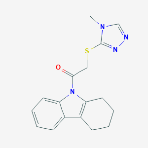 molecular formula C17H18N4OS B408075 9-{[(4-methyl-4H-1,2,4-triazol-3-yl)sulfanyl]acetyl}-2,3,4,9-tetrahydro-1H-carbazole CAS No. 314039-41-3
