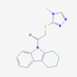 molecular formula C17H18N4OS B408075 9-{[(4-methyl-4H-1,2,4-triazol-3-yl)sulfanyl]acetyl}-2,3,4,9-tetrahydro-1H-carbazole 