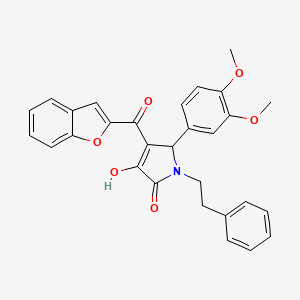 molecular formula C29H25NO6 B4080758 4-(1-benzofuran-2-ylcarbonyl)-5-(3,4-dimethoxyphenyl)-3-hydroxy-1-(2-phenylethyl)-1,5-dihydro-2H-pyrrol-2-one 