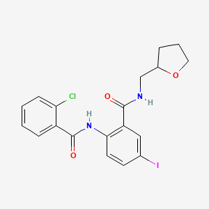 molecular formula C19H18ClIN2O3 B4080759 2-[(2-chlorobenzoyl)amino]-5-iodo-N-(tetrahydro-2-furanylmethyl)benzamide 