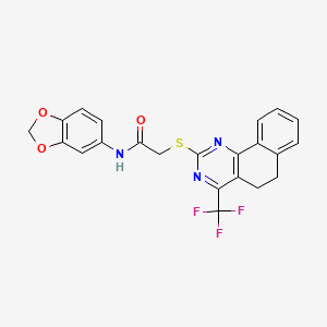 molecular formula C22H16F3N3O3S B4080760 N-1,3-benzodioxol-5-yl-2-{[4-(trifluoromethyl)-5,6-dihydrobenzo[h]quinazolin-2-yl]thio}acetamide 
