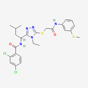 molecular formula C25H29Cl2N5O2S2 B4080772 2,4-dichloro-N-(1-{4-ethyl-5-[(2-{[3-(methylthio)phenyl]amino}-2-oxoethyl)thio]-4H-1,2,4-triazol-3-yl}-3-methylbutyl)benzamide 