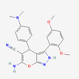 6-amino-3-(2,5-dimethoxyphenyl)-4-[4-(dimethylamino)phenyl]-1,4-dihydropyrano[2,3-c]pyrazole-5-carbonitrile