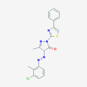 molecular formula C20H16ClN5OS B408079 4-[(3-chloro-2-methylphenyl)diazenyl]-5-methyl-2-(4-phenyl-1,3-thiazol-2-yl)-2,4-dihydro-3H-pyrazol-3-one 