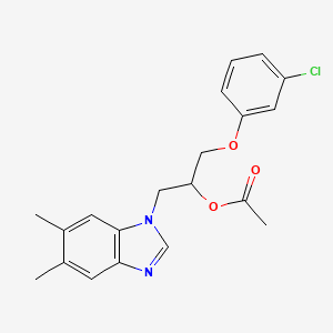 molecular formula C20H21ClN2O3 B4080802 2-(3-chlorophenoxy)-1-[(5,6-dimethyl-1H-benzimidazol-1-yl)methyl]ethyl acetate 