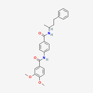 molecular formula C26H28N2O4 B4080809 3,4-dimethoxy-N-(4-{[(1-methyl-3-phenylpropyl)amino]carbonyl}phenyl)benzamide 