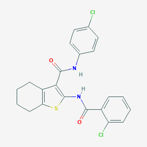 molecular formula C22H18Cl2N2O2S B408081 2-[(2-chlorobenzoyl)amino]-N-(4-chlorophenyl)-4,5,6,7-tetrahydro-1-benzothiophene-3-carboxamide 