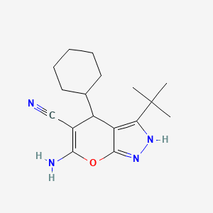 molecular formula C17H24N4O B4080814 6-amino-3-tert-butyl-4-cyclohexyl-1,4-dihydropyrano[2,3-c]pyrazole-5-carbonitrile 