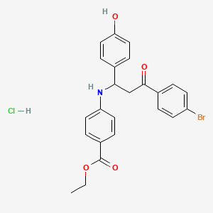 molecular formula C24H23BrClNO4 B4080816 ethyl 4-{[3-(4-bromophenyl)-1-(4-hydroxyphenyl)-3-oxopropyl]amino}benzoate hydrochloride 