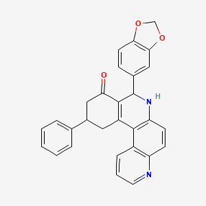 8-(1,3-benzodioxol-5-yl)-11-phenyl-8,10,11,12-tetrahydrobenzo[a]-4,7-phenanthrolin-9(7H)-one