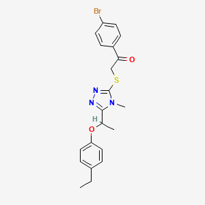 molecular formula C21H22BrN3O2S B4080853 1-(4-bromophenyl)-2-({5-[1-(4-ethylphenoxy)ethyl]-4-methyl-4H-1,2,4-triazol-3-yl}thio)ethanone 