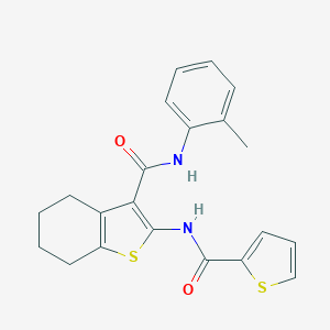 molecular formula C21H20N2O2S2 B408086 N-(2-methylphenyl)-2-[(2-thienylcarbonyl)amino]-4,5,6,7-tetrahydro-1-benzothiophene-3-carboxamide 