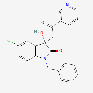 molecular formula C22H17ClN2O3 B4080877 1-benzyl-5-chloro-3-hydroxy-3-[2-oxo-2-(3-pyridinyl)ethyl]-1,3-dihydro-2H-indol-2-one 